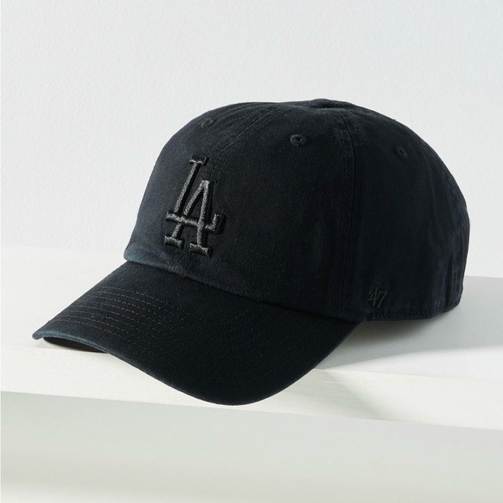 Los Angeles LA Dodgers Clean Up Hat Cap Adjustable (All Black)